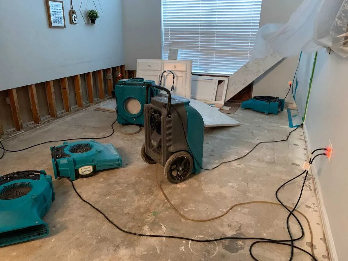 Dehumidifier in flood-cut room for Water Damage Restoration in Hermantown